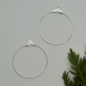 Beading Hoops 30mm w/hole - Silver Plated