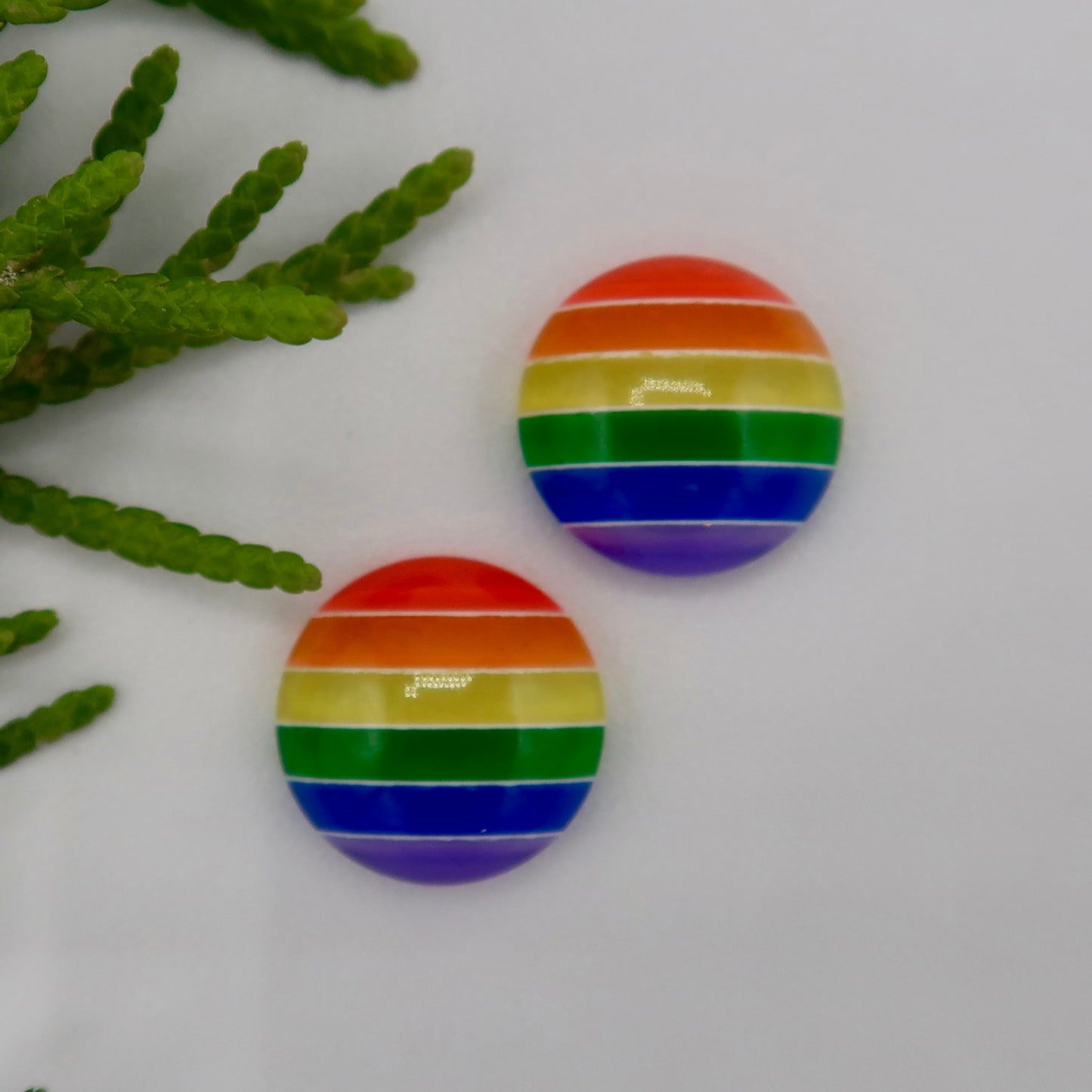 Rainbow Stripe Resin Cabs - 12mm