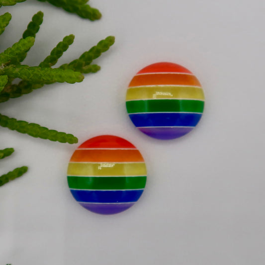 Rainbow Stripe Resin Cabs - 12mm