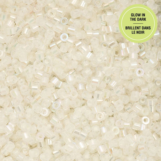 White to Green Glow in the Dark AB - Cylin Bead 11/0 - 25g