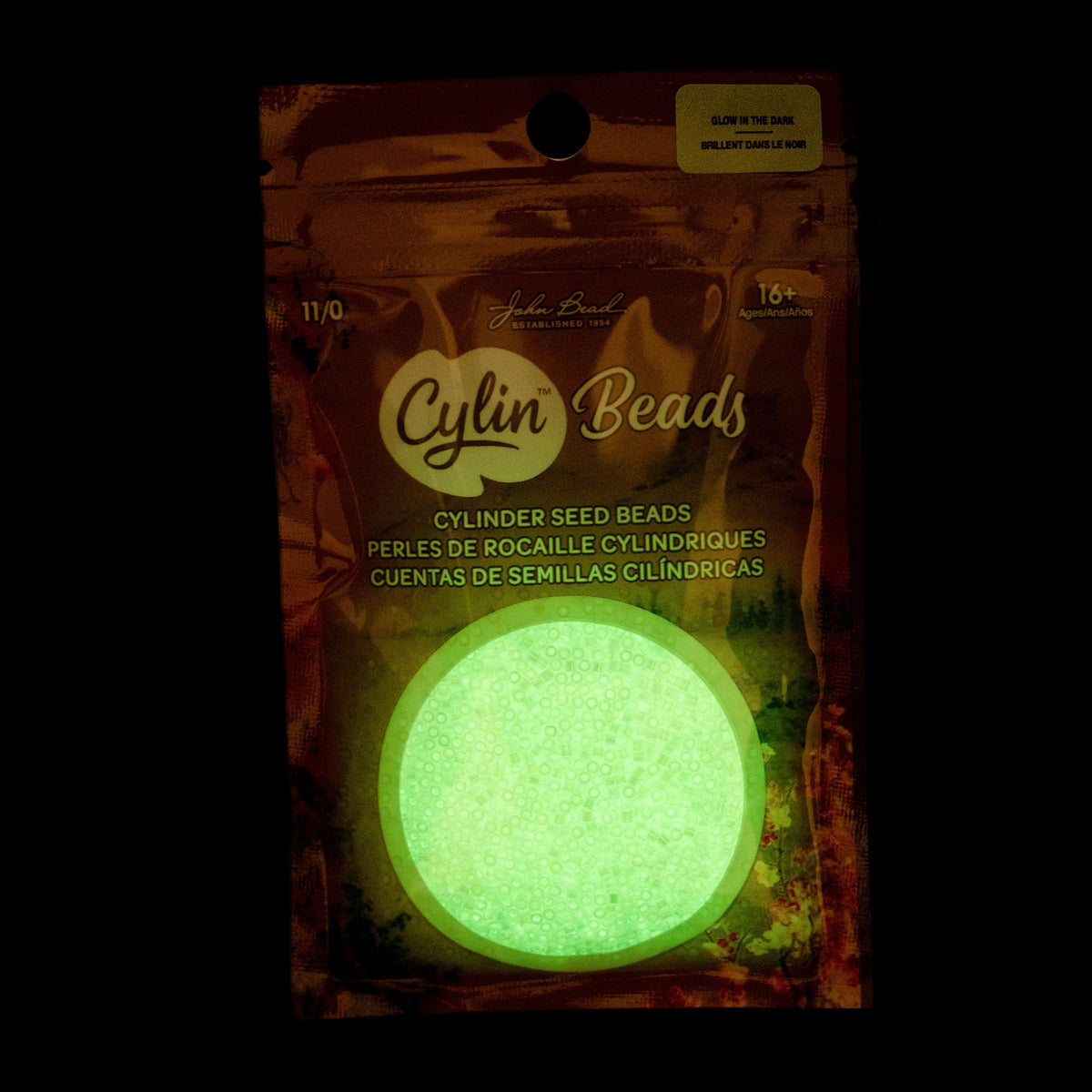 White to Green Glow in the Dark AB - Cylin Bead 11/0 - 25g