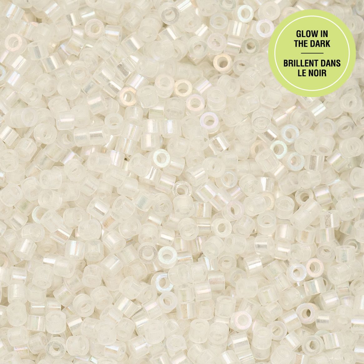 White to Turquoise Glow in the Dark AB - Cylin Bead 11/0 - 25g