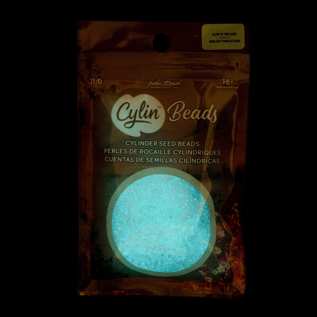 White to Turquoise Glow in the Dark AB - Cylin Bead 11/0 - 25g