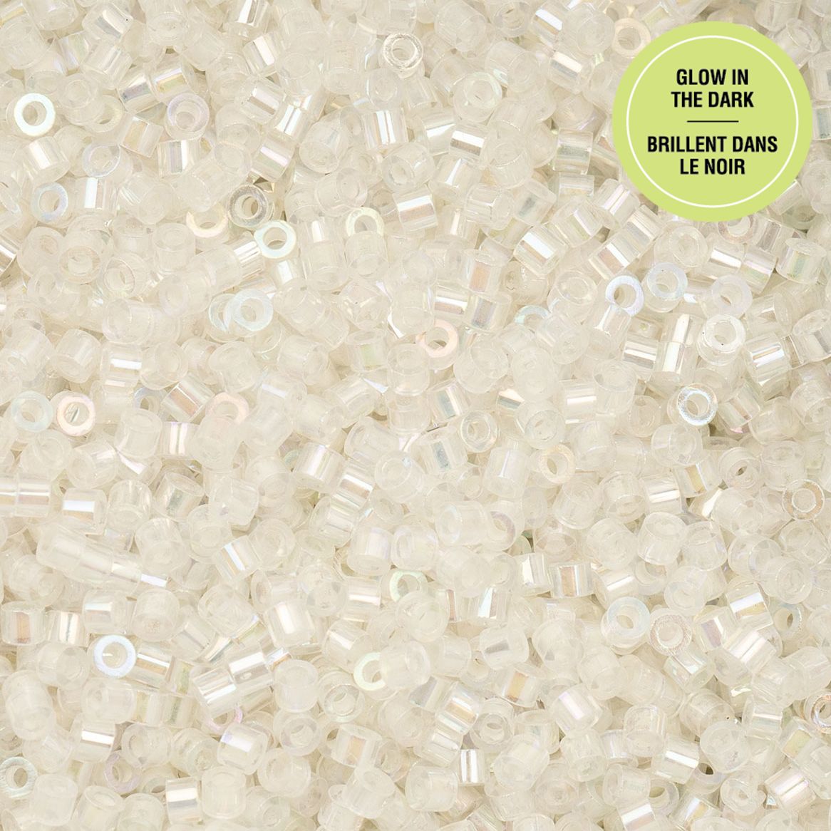 White to Sky Glow in the Dark AB - Cylin Bead 11/0 - 25g