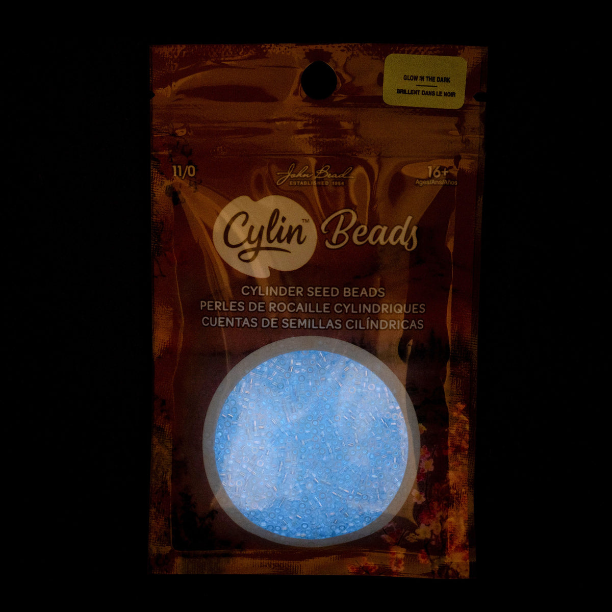 White to Sky Glow in the Dark AB - Cylin Bead 11/0 - 25g