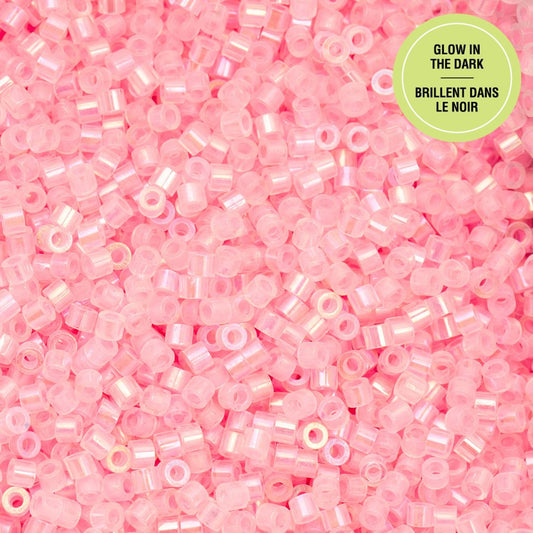 Pink Neon Glow in the Dark AB - Cylin Bead 11/0 - 25g