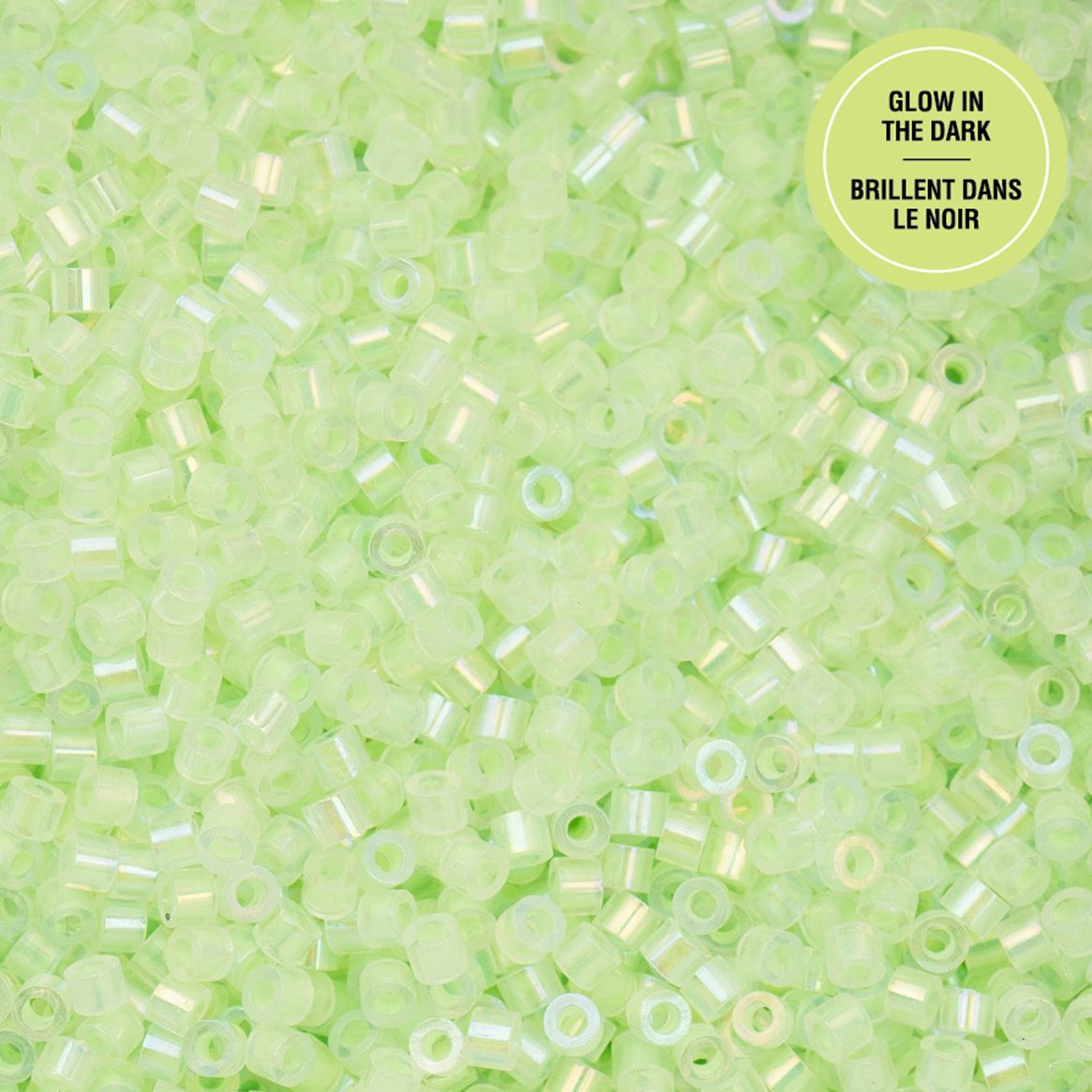 Light Green Glow in the Dark AB - Cylin Bead 11/0 - 25g