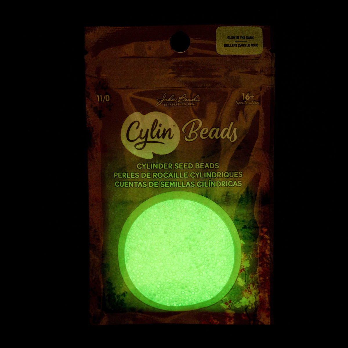 Light Green Glow in the Dark AB - Cylin Bead 11/0 - 25g