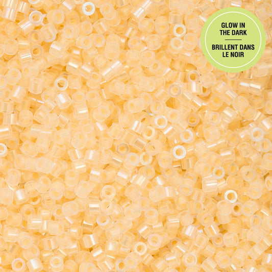 Light Yellow Glow in the Dark AB - Cylin Bead 11/0 - 25g