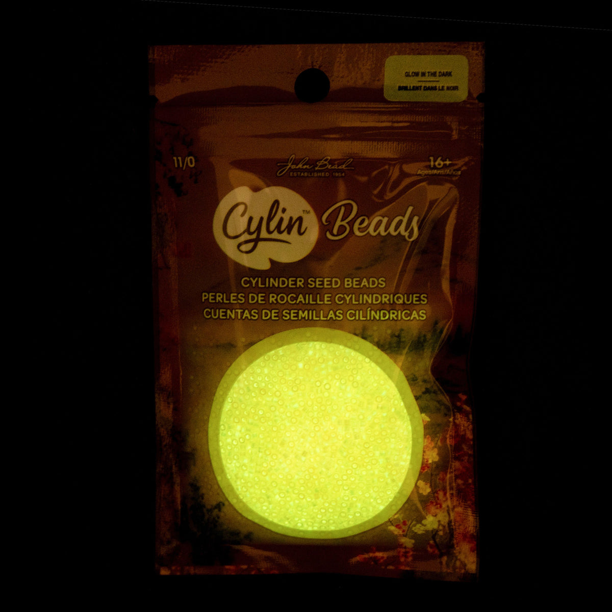 Light Yellow Glow in the Dark AB - Cylin Bead 11/0 - 25g