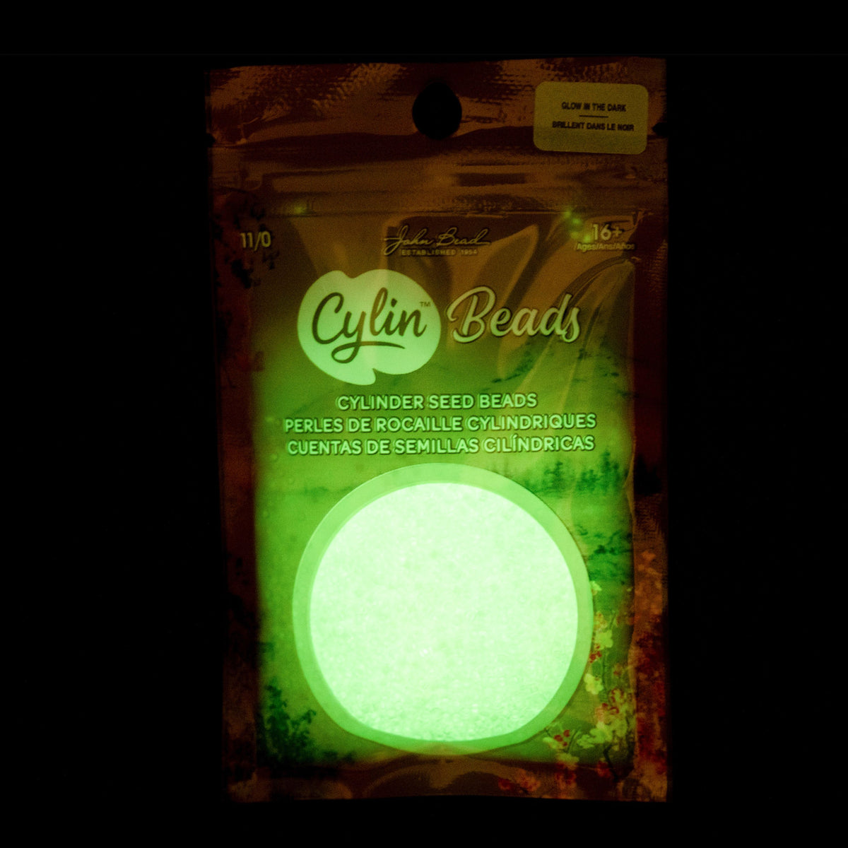 White to Green Glow in the Dark - Cylin Bead 11/0 - 25g