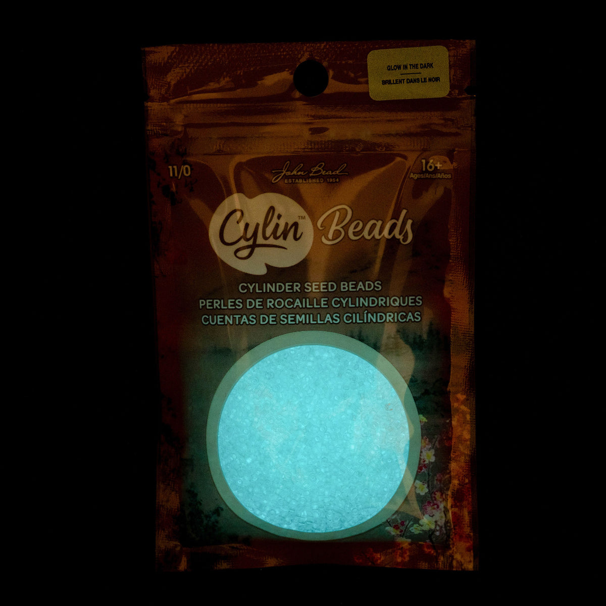 White to Turquoise Glow in the Dark - Cylin Bead 11/0 - 25g