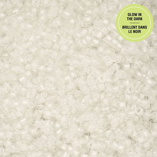 White to Sky Glow in the Dark - Cylin Bead 11/0 - 25g
