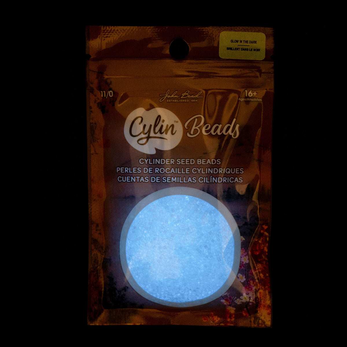 White to Sky Glow in the Dark - Cylin Bead 11/0 - 25g