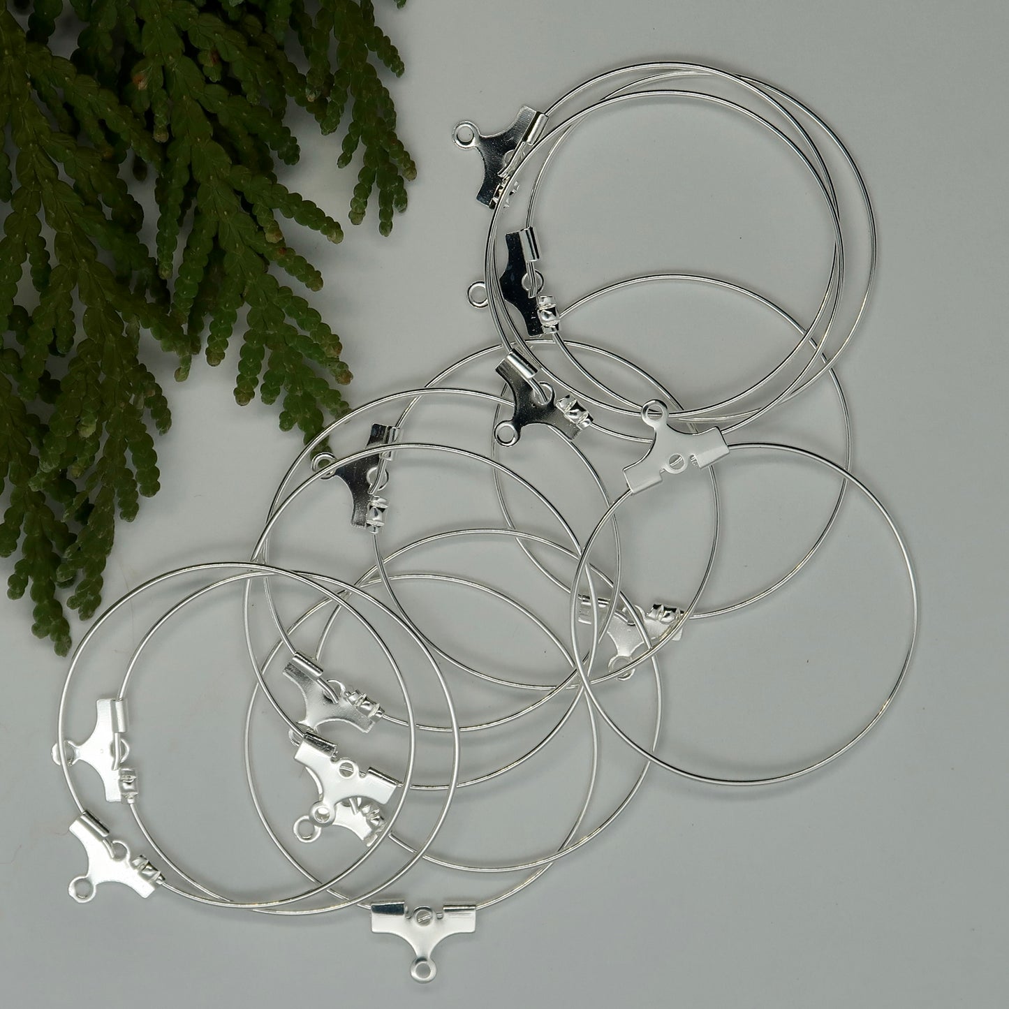 Beading Hoops 30mm w/hole - Silver Plated