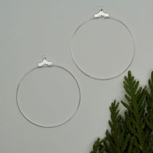 Beading Hoops 40mm w/hole - Silver Plated