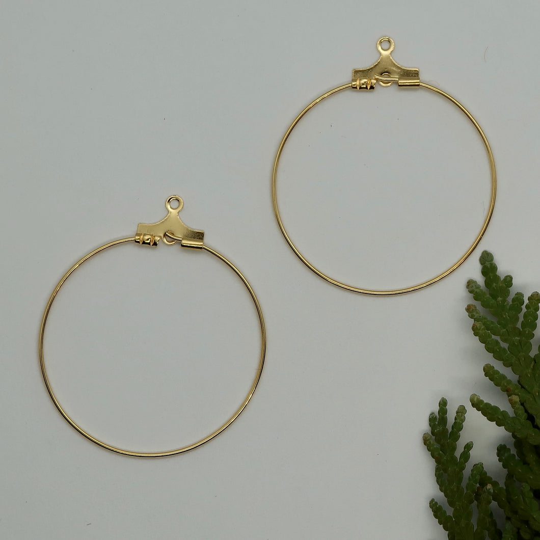 Beading Hoops 30mm w/hole - Gold Plated