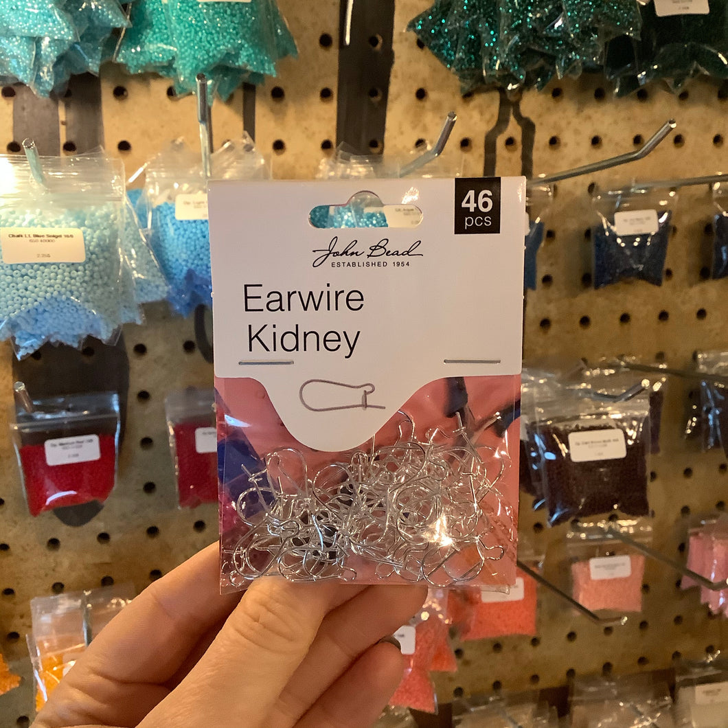 Must Have Findings - Earwire Kidney (apx 19x10mm) Silver 46pcs