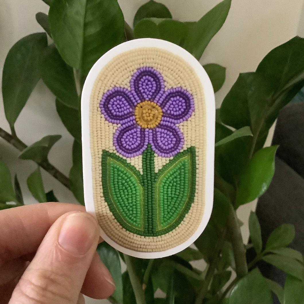 Beaded Purple Flower Sticker
