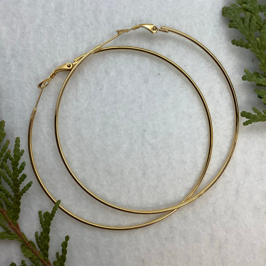 Gold Plate 70mm Earring Hoops - 1 pair