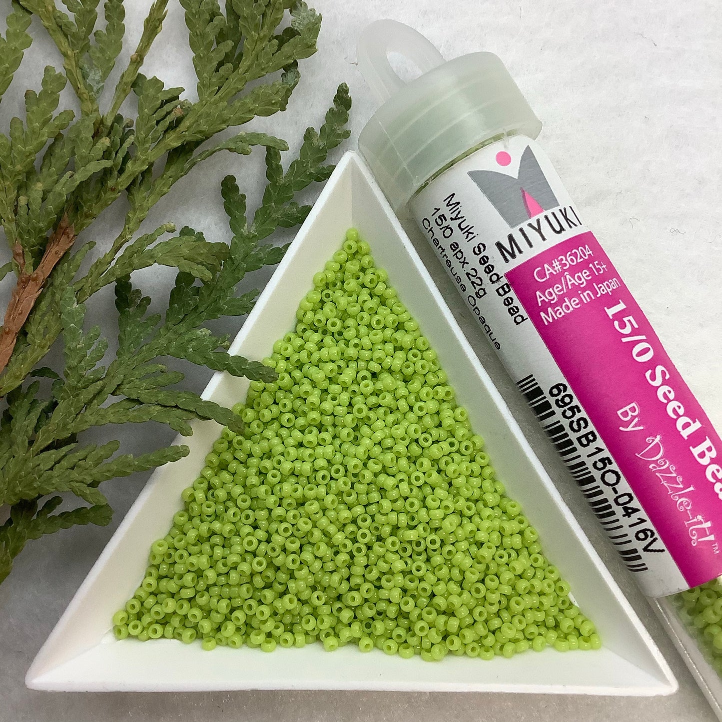 Chartreuse Opaque - Miyuki 15/0 Seed Bead - 22g