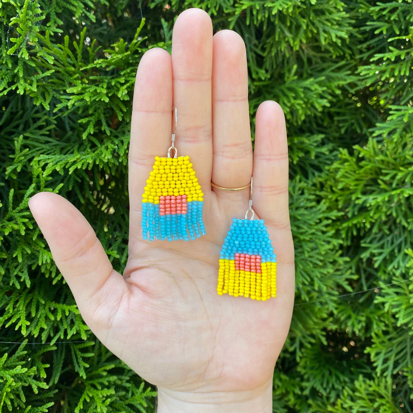 Blue Pink Yellow Earrings