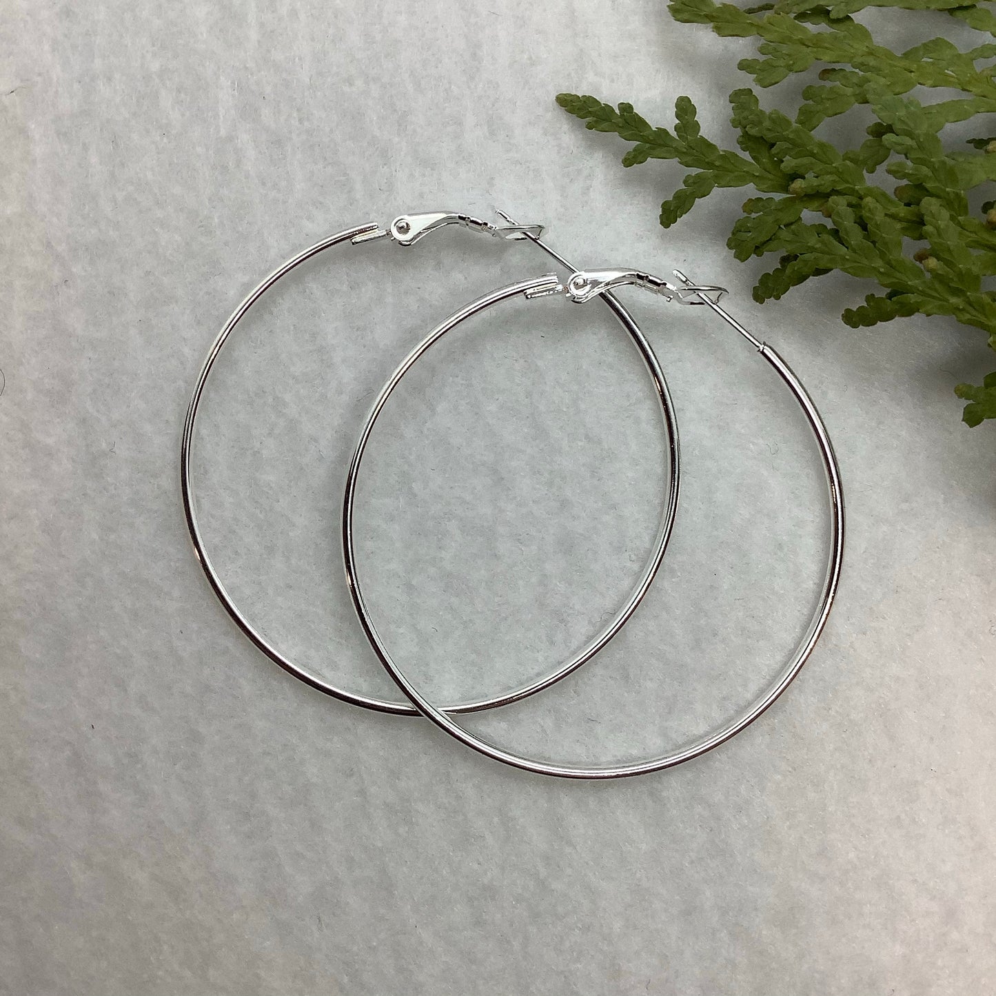 Silver Plate 50mm Earring Hoops - 1 pair