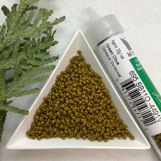 Green Olive Opaque Duracoat - Miyuki Seed Bead 11/0 - 22g