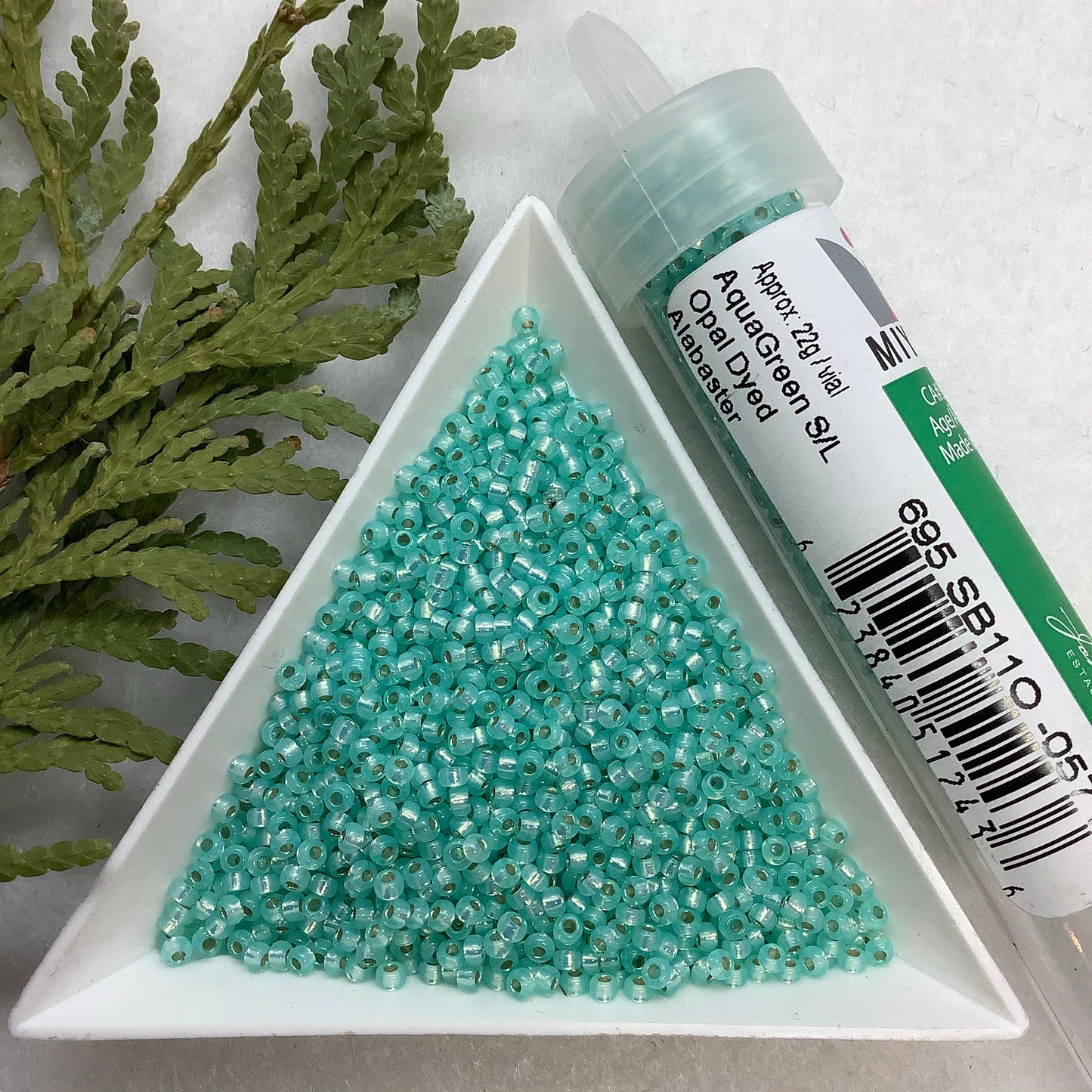 Aqua Green Silver Lined Opal Dyed Alabaster - Miyuki 11/0 Seed Bead - 22g