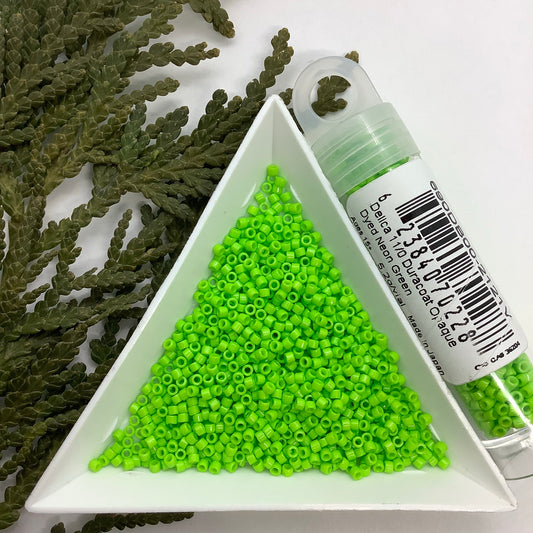 Duracoat Opaque Dyed Neon Green - Miyuki 11/0 Delica Seed Bead