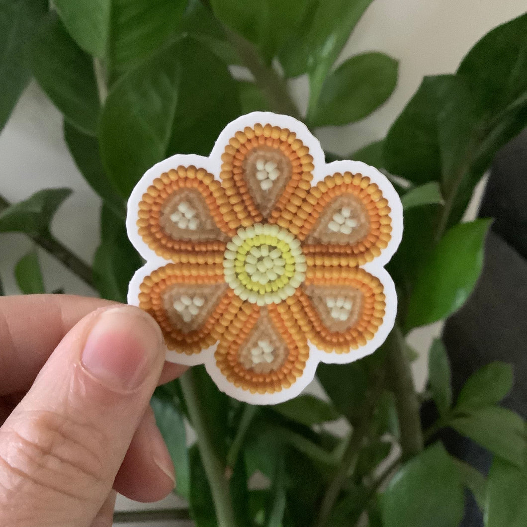 Beaded Orange Flower Sticker