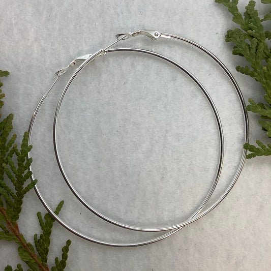 Silver Plate 70mm Earring Hoops - 1 pair