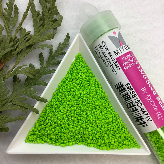 Bright Lime Opaque Duracoat  - Miyuki 15/0 Seed Bead - 22g