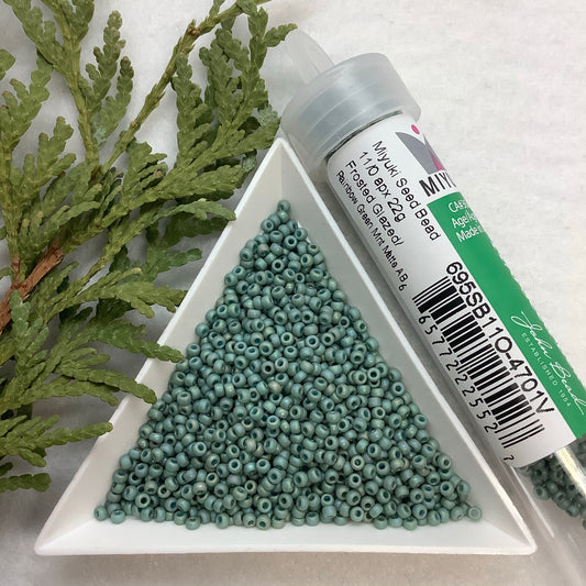 Frosted Glazed/Rainbow Green Mint Matte AB - Miyuki Seed Bead 11/0 - 22g