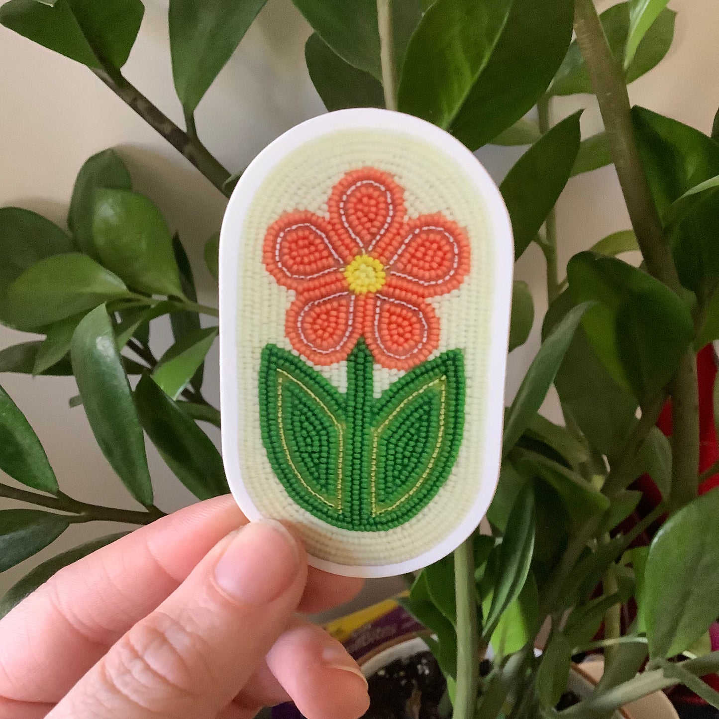 Beaded Pink Flower Sticker