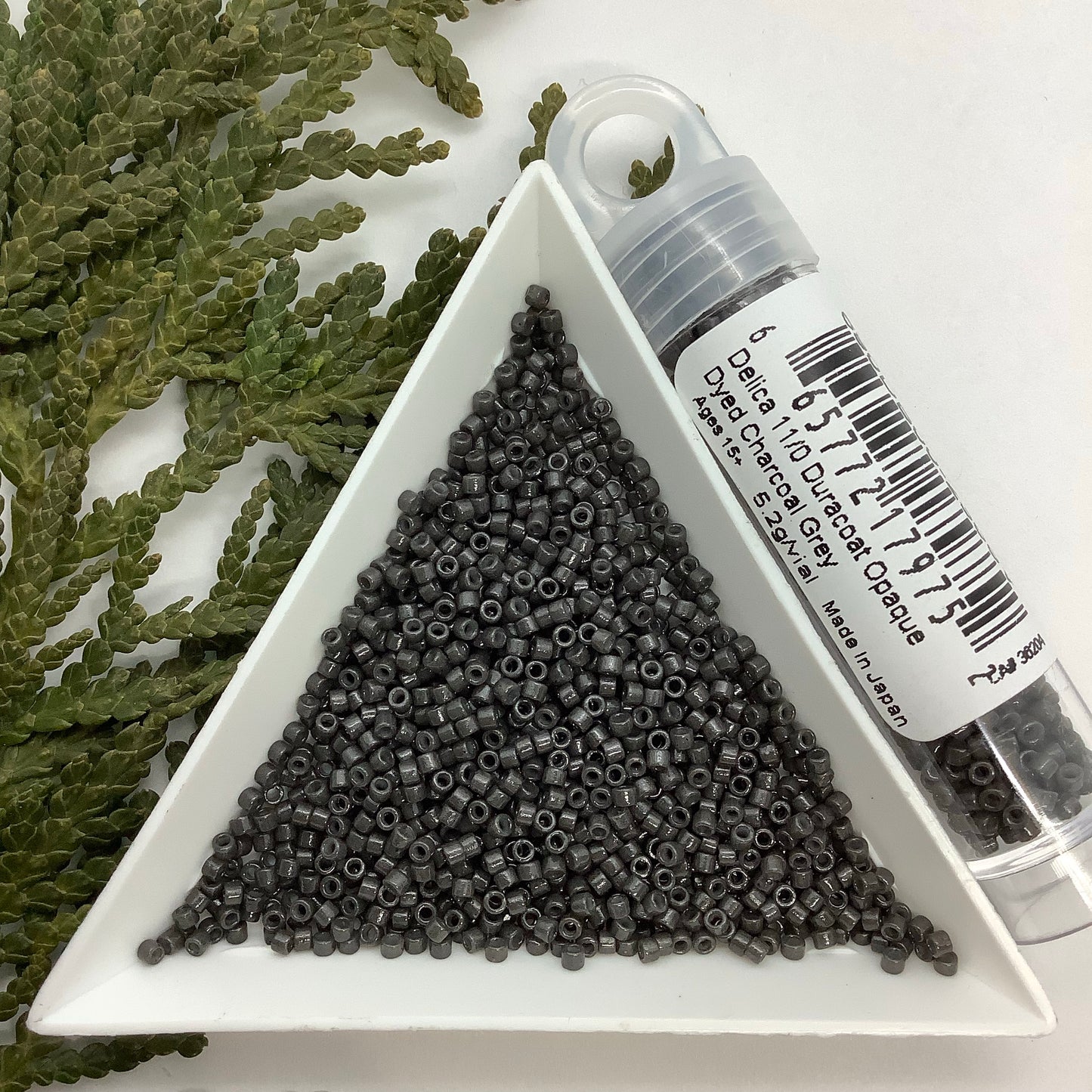 Duracoat Opaque Dyed Charcoal Grey - Miyuki 11/0 Delica Seed Bead