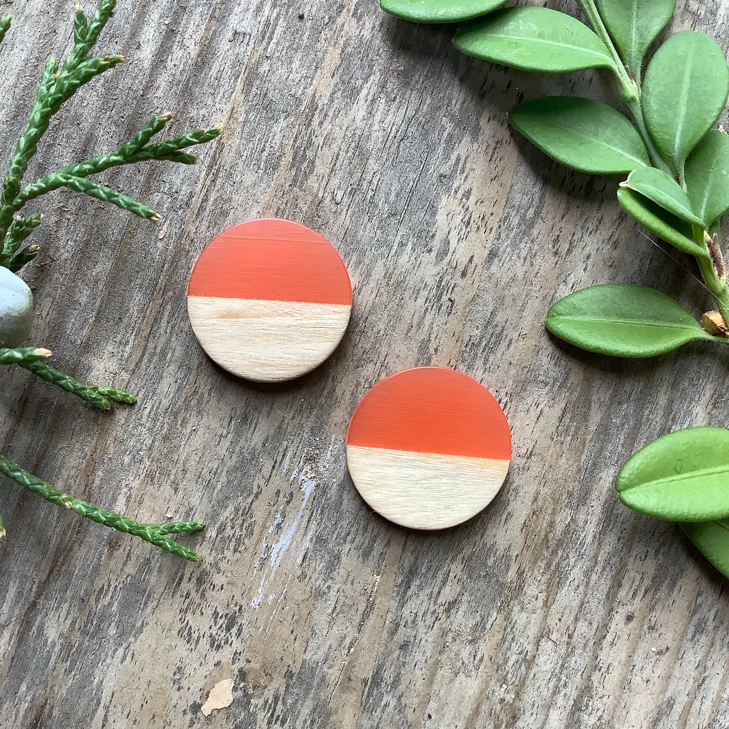 Wood and Resin Flat Backs - 15mm - 2 pcs