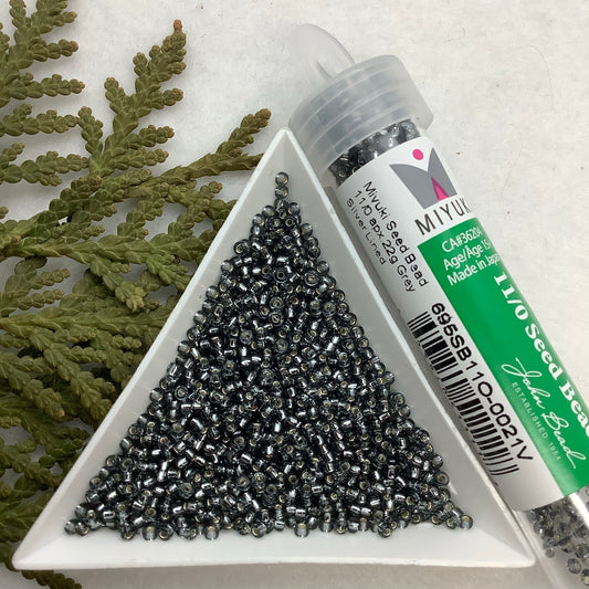 Grey Silver Lined - Miyuki Seed Bead 11/0 - 22g