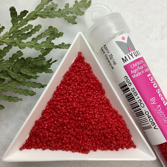 Red Opaque - Miyuki 15/0 Seed Bead - 22g