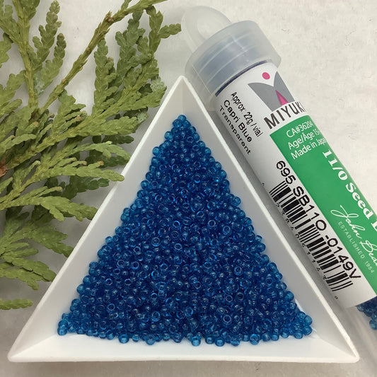 Capri Blue Transparent - Miyuki Seed Bead 11/0 - 22g