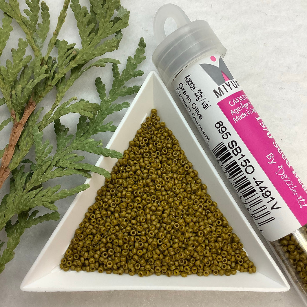 Miyuki Seed Bead 15/0 Green Olive Opaque Duracoat