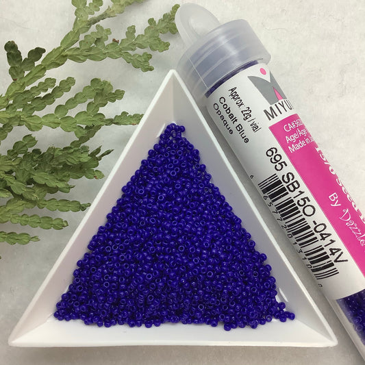 Cobalt Blue Opaque - Miyuki 15/0 Seed Bead - 22g